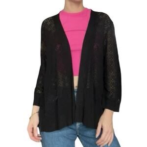 Verve Ami Black Sheer Knit Cardigan Sweater